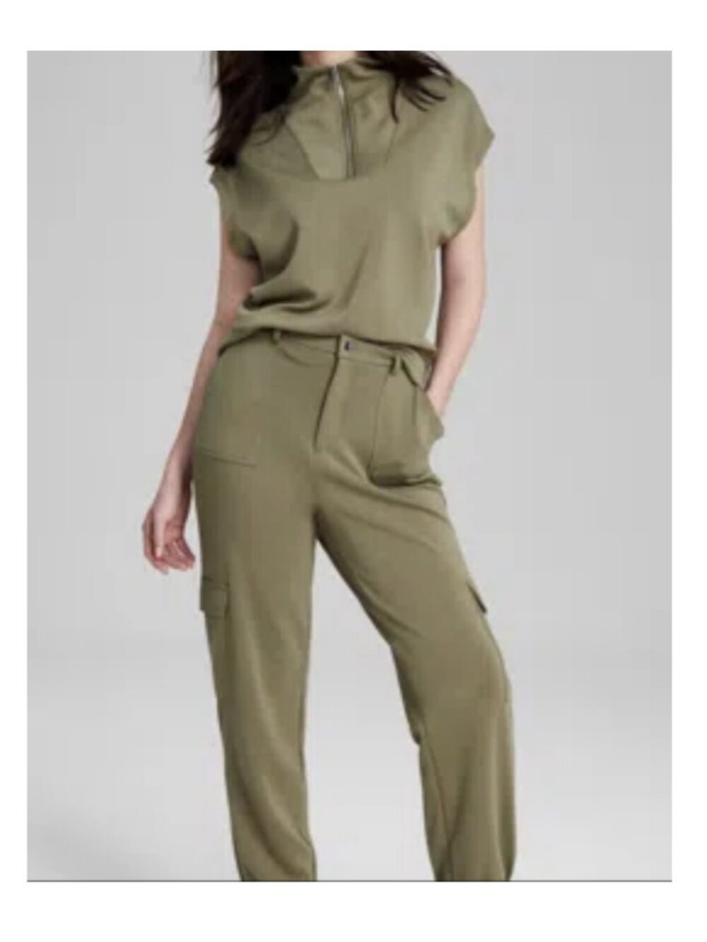 And Now This Scuba Cargo Joggers & Sleeveless Sweatshirt Set Green M